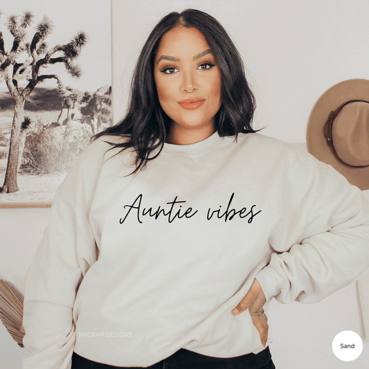 Auntie vibes sweater, New aunt shirt, native auntie, metis auntie, inuit auntie, Indigenous matriarch shirt, gift for sister, Funtie Shirt, Deadly Auntie, cool aunt club, Aunticorn shirt, Auntie shark shirt, auntiesaurus shirt, auntie bear shirt